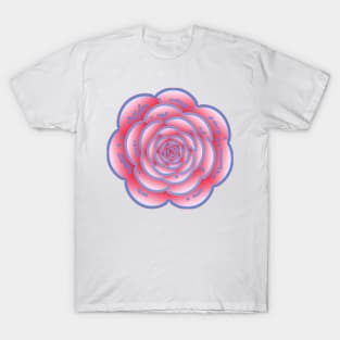 Rose Line Art In Mauve And Blue T-Shirt